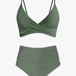 Olive Green Women's Swimwear Set Size L